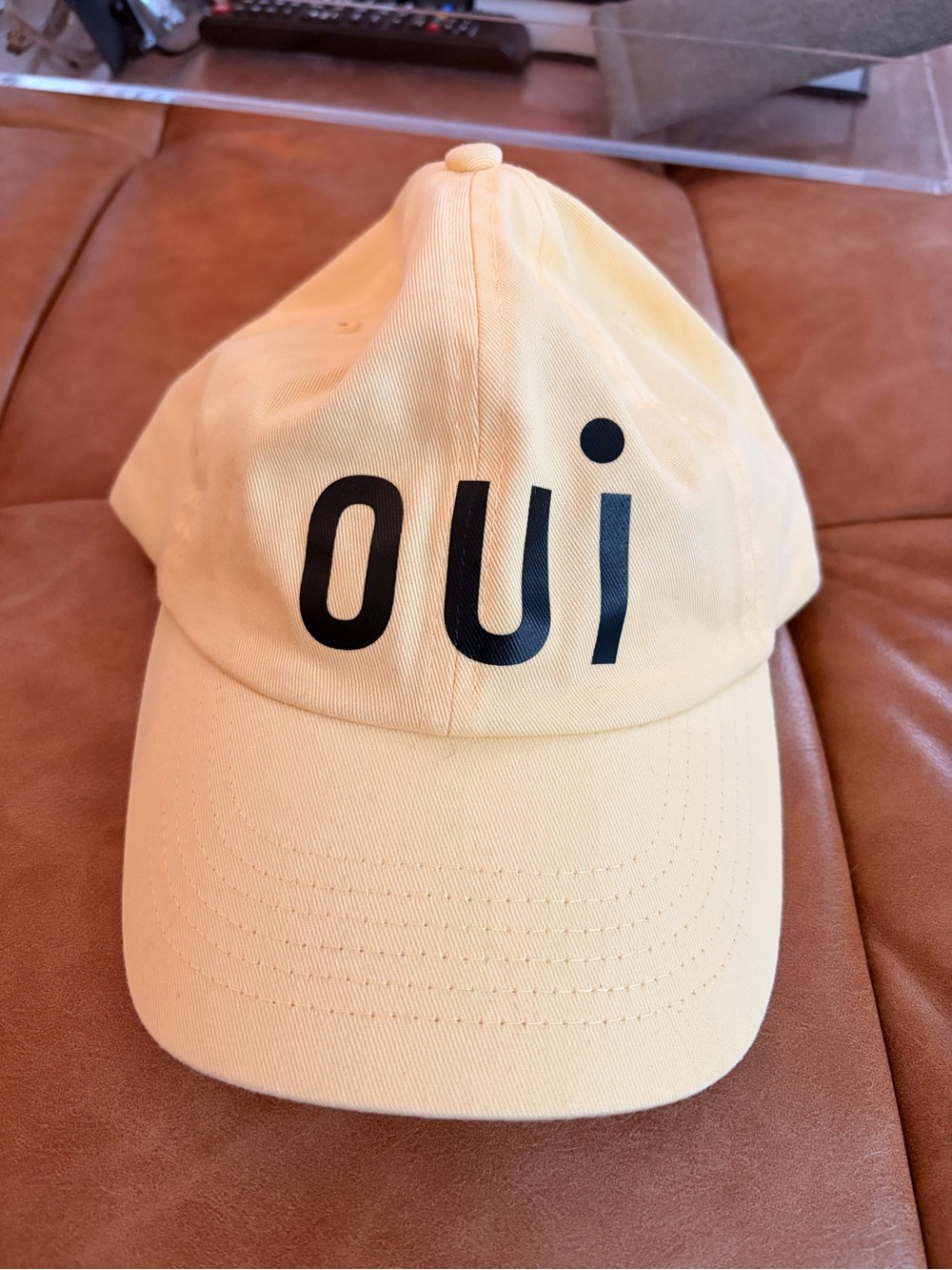 Clare V Yellow "oui" Baseball Cap